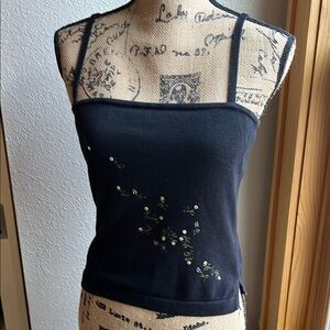 Women’s black BCBG MaxAzria beed & sequence tank top size Medium